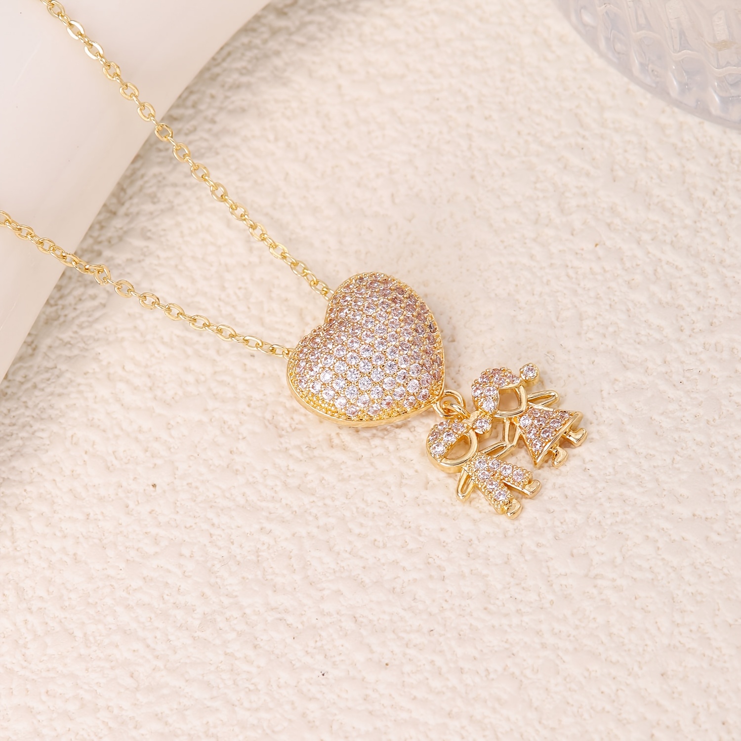 Women's Full-Heart Holding Hands Figurine Necklace